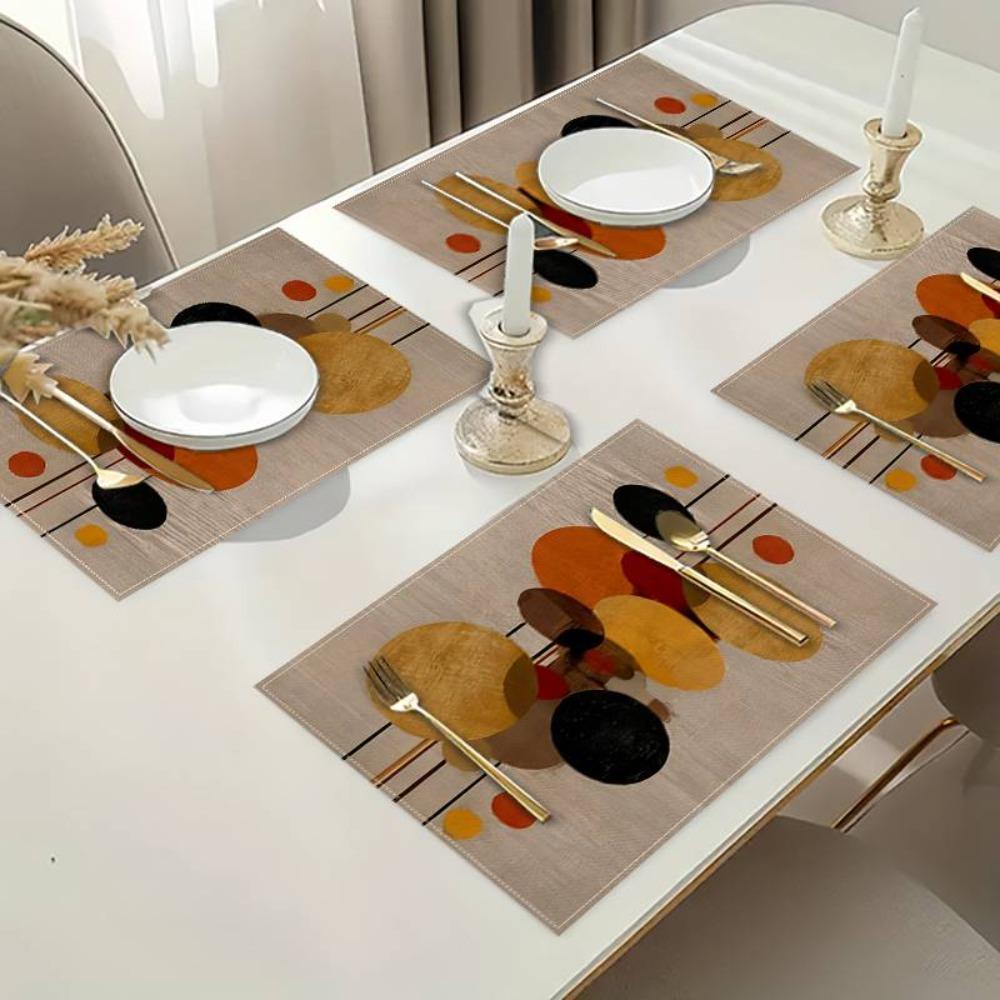 2PCS Oil-Proof Dining Table Mat Rectangular Coffee Cup Mats Washable Heat-Insulating Mat  Kitchen