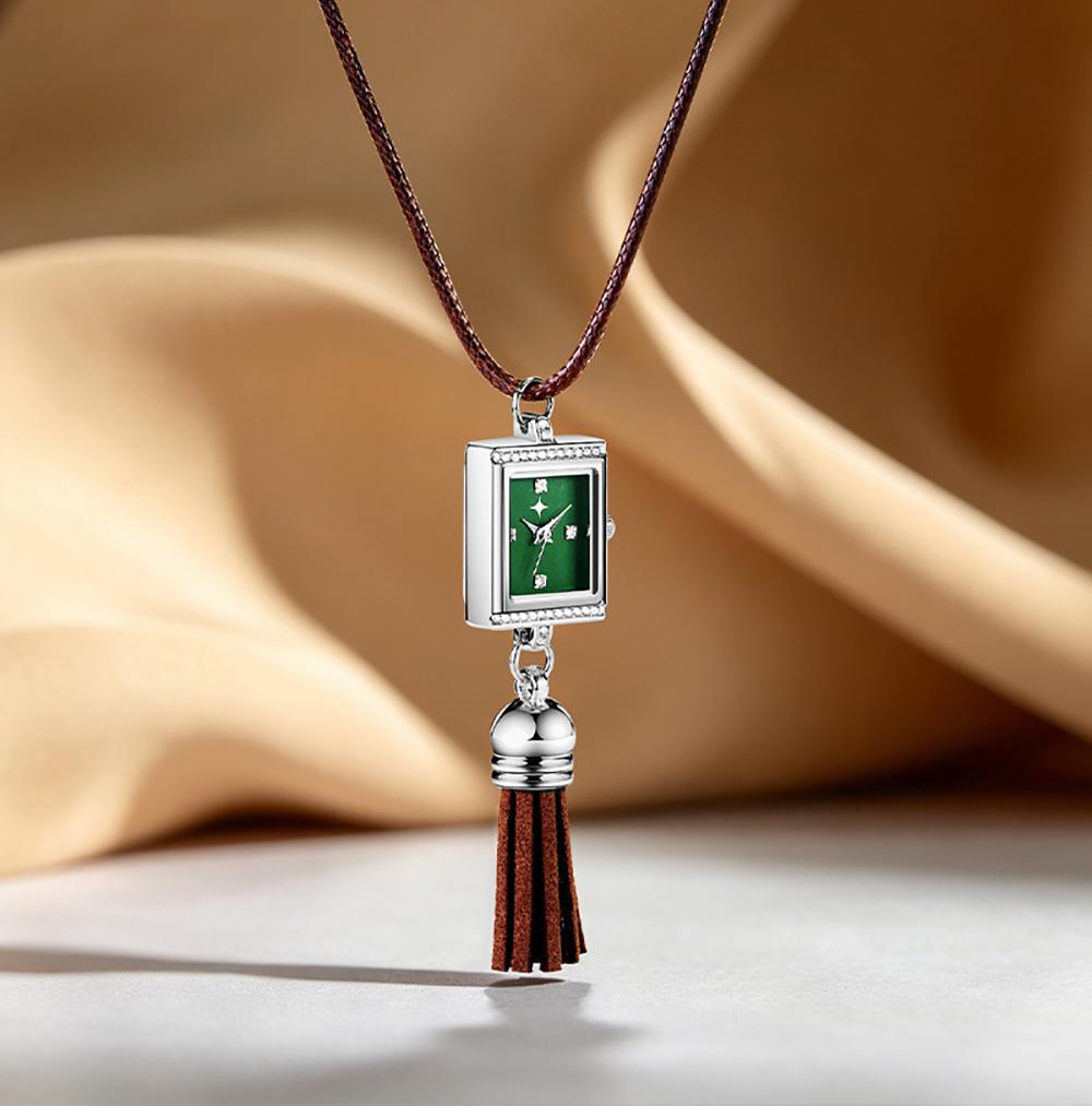 Damen Taschenuhr Französisch Elegantes Quasten-Anhänger-Halskette Für Sie Damen Geburtstagsgeschenk Quarzwerk Retro Mode Schmuck