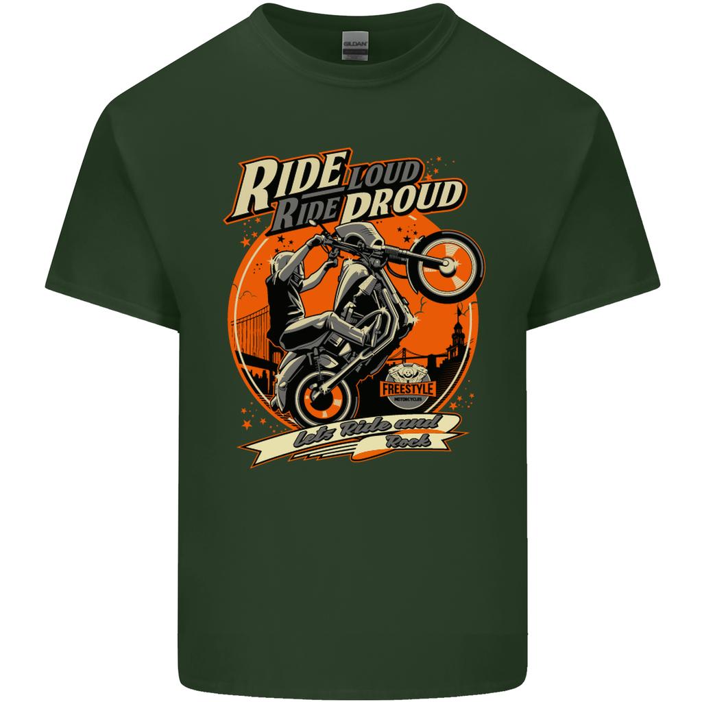 Ride Loud Ride Proud Motorbike Biker Unisexs Light Cotton TShirt