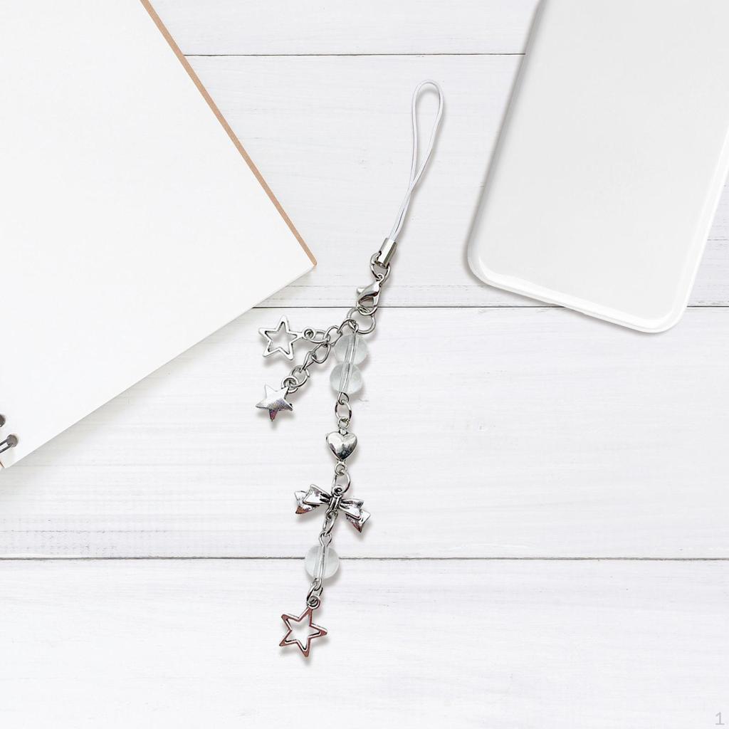 Phone Charm Strap Lovely Keychains Hanging Ornament Cartoon Bow Keychain for Girls Kids