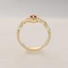 Bohemia 18K Gold Plated Open Brass Ring for Women Retro Sexy Red Cubic Zirconia Light Luxury Rhombus Dense Inlay Transparent CZ Daily Wear Jewelry