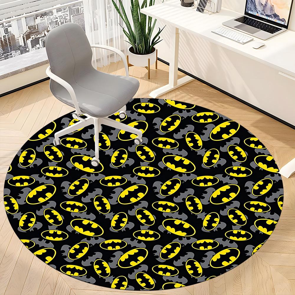 1pc Batman Signal Pattern Office Round Area Rug, Under Office Chairs Bedroom Living Room Home Decor, Room Deco, Available in Various Sizes055