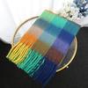 Men's and Women's Autumn and Winter Scarf Fashionable Warm Rainbow Plaid Shawl Tassel Thickened Mohair Scarf