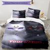 3pcs Custom Name "Cat Moon Magic" Bedding Set Printed Bedding Set Duvet Cover Closure Includes 1 Duvet Cover & 2 Pillowcases Bedroom Decor
