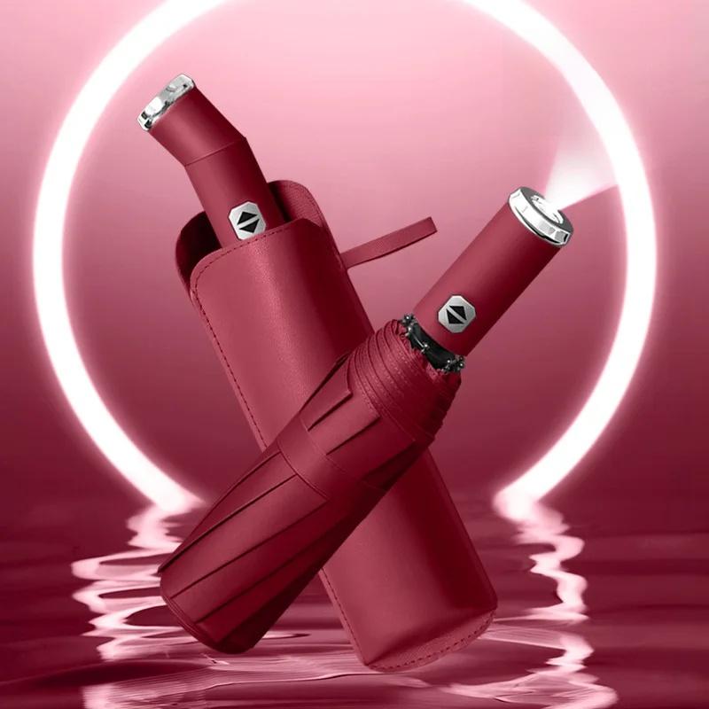 Automatic Adjustable LED Umbrella Anti-Uv Super Large Outdoor Car Rain Umbrella Business Sunny And Rainy Umbrella Wholesale