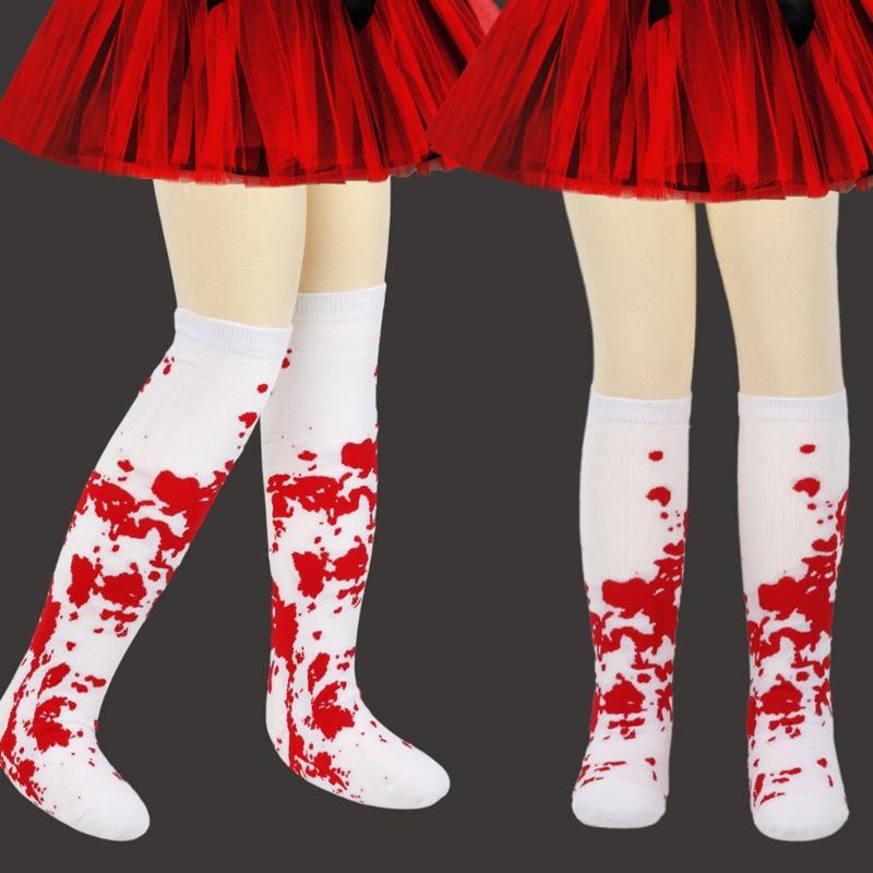 Halloween Bloody Stockings Thigh High Stocking Knee Highs Socks for Halloween Cosplay Party Printed Long Tube Socks