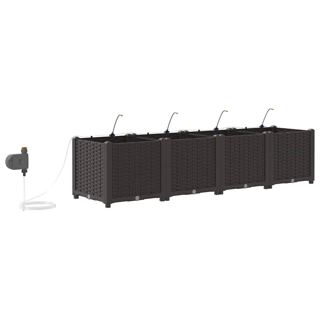 Garden Planter Set 4 pcs Brown 160 x 40 x 37.5 cm Plastic