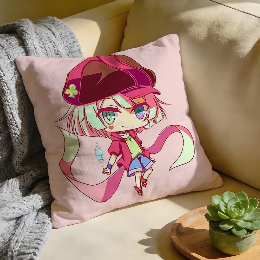 No Game No Life Anime Cushion Cover Washed Linen Soft Breathable Decorative Case For Sofa Home Pillow Cover