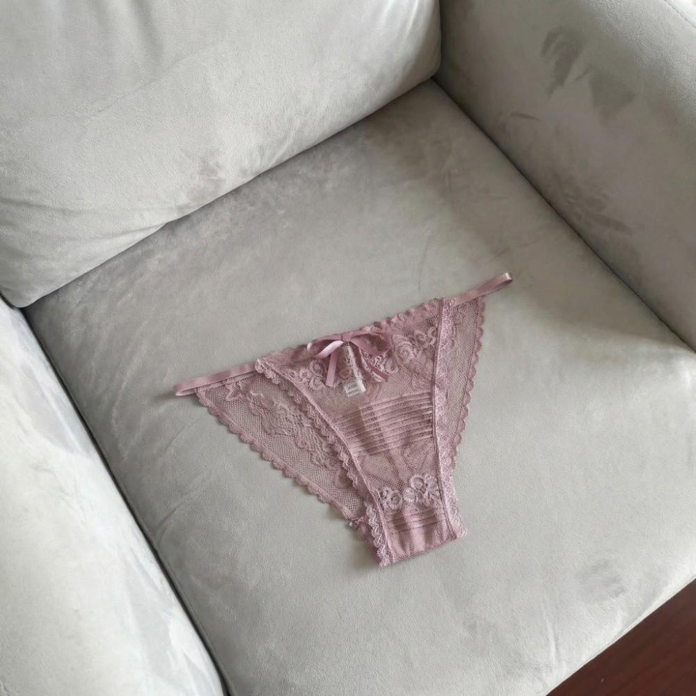 Sheer Lace Mesh Women Thong Floral T-Back Panties Thin Lace Flower Briefs Lady
