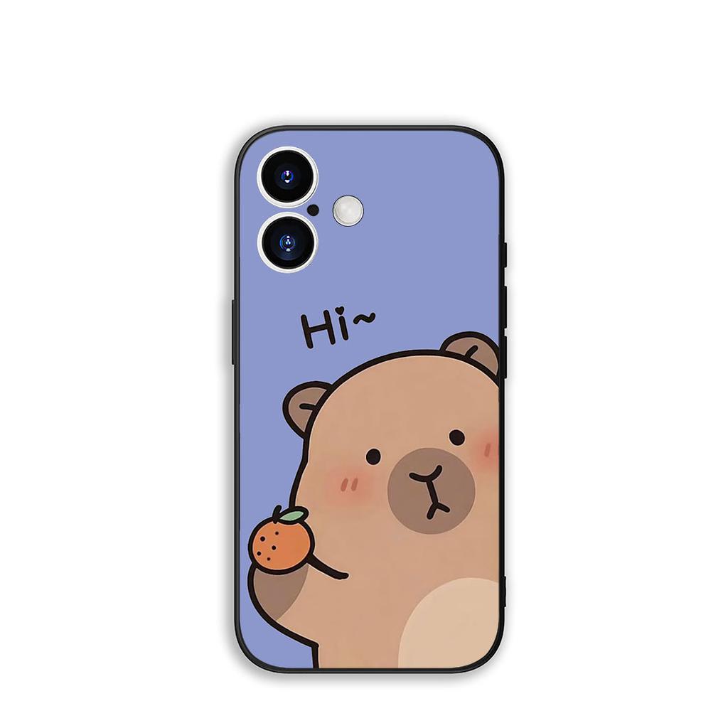 Cartoon Capybara CutePhone Cover Case for Apple iPhone 16 15 14 Plus 13 12 Mini 17 Pro Max + ProMax 16E Air 16+ Casing
