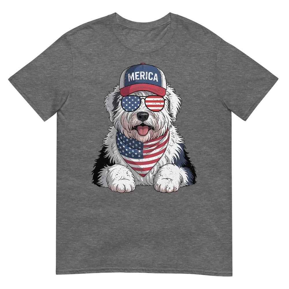 Old English Sheepdog 4th Of July Us American Flag Patriotic Tshirt