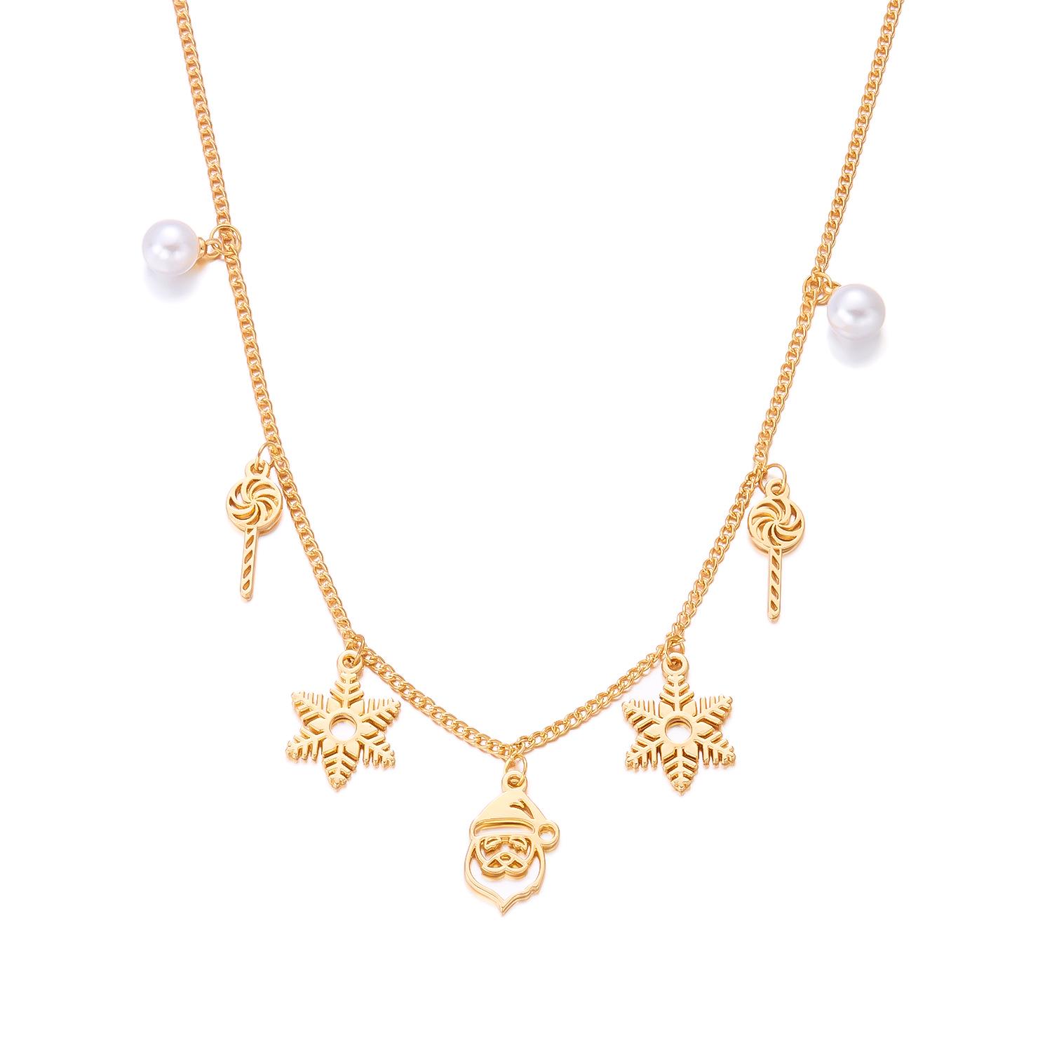 

Christmas Tree & Snowman Candy Cane Gingerbread Reindeer Snowflake Necklace