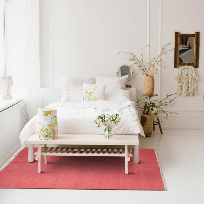 Tapis en jute coton avec franges terra cotta 80x150