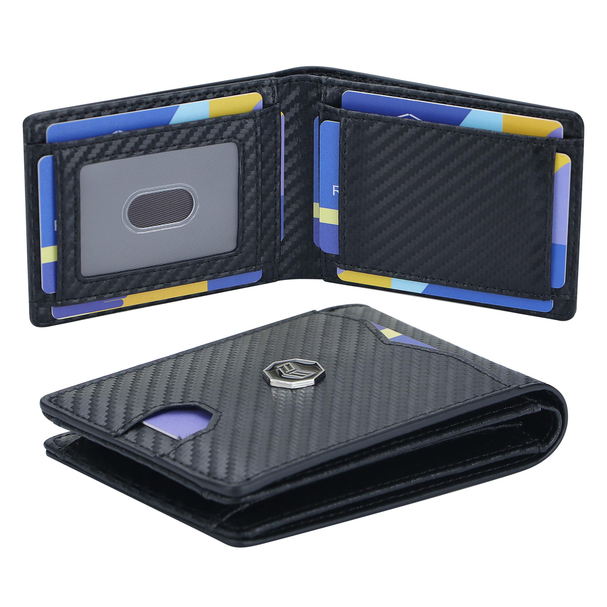 

Royal Bagger Men s Genuine Leather Wallet RFID Card Holder Carbon Fiber Wallet Large Capacity Two Fold Wallet 3240 чёрный