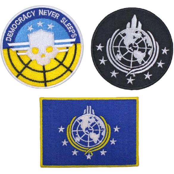 mokarier Super Earth Embroidered Patch Game Patch Iron on Logo Vest Jacket Cap Hoodie Backpack Patch Iron On/sew on Patch (B) A