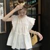 French Ruffle Edge Stand-up Collar Shirt Women's Spring Summer New Temperament Sweet Doll Shirt Loose Chic Sleeveless Top