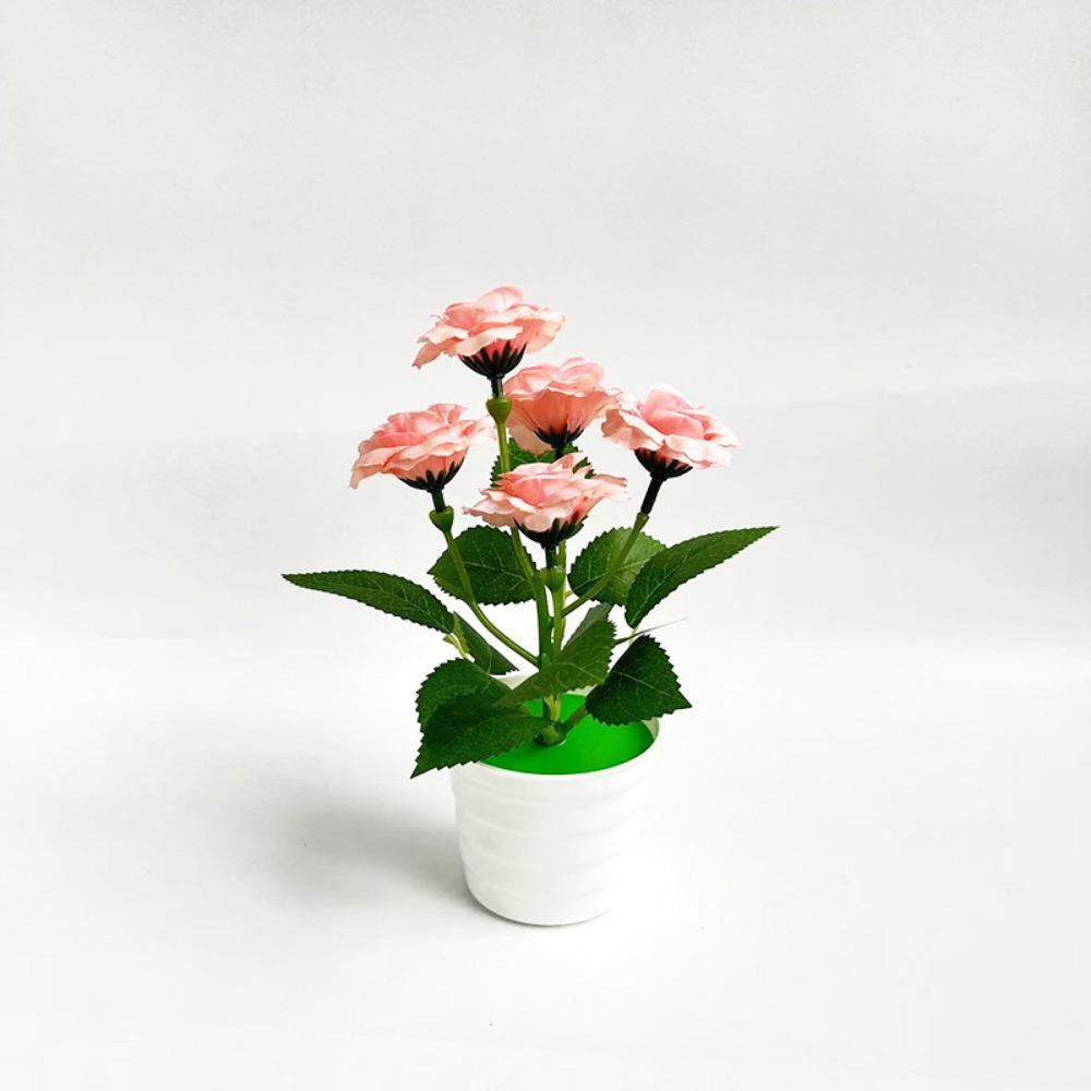 Simulated Artificial Rose Potted Flowers Multi-Bloom Bonsai Living Room Ornaments