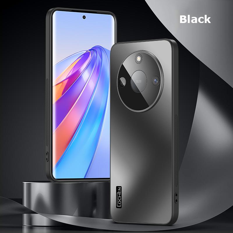 

Для Honor X60 X50 X40 X60i Pro 5G Dazzle Plating PC Shell Camera Full Cover с пленкой для объектива Super Anti Drop Silica gel Edge Anti-slip Case Protector X40 чёрный