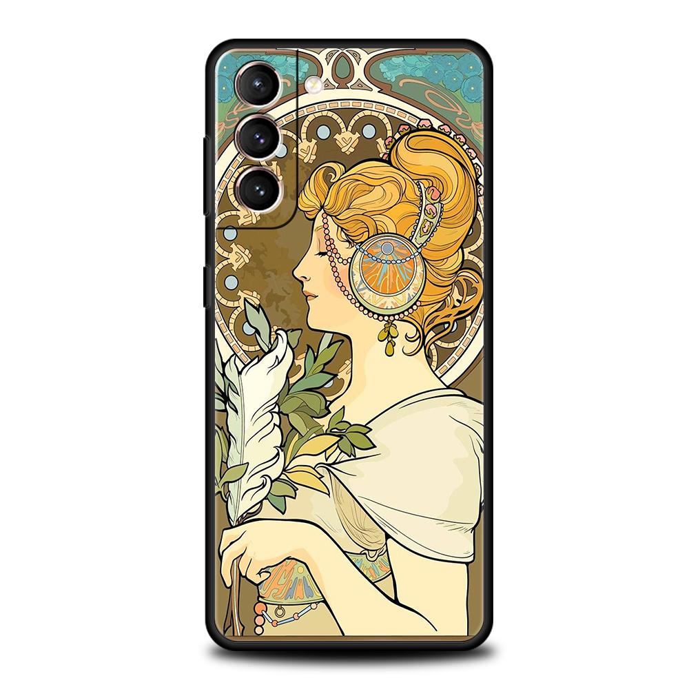Phone Case for Samsung Galaxy S25/S24/S23/S22/S20/S21/FE/Ultra/S10/S10E/S9/Plus/5G Soft TPU Cover Art Poster ALPHONSE MUCHA Bags