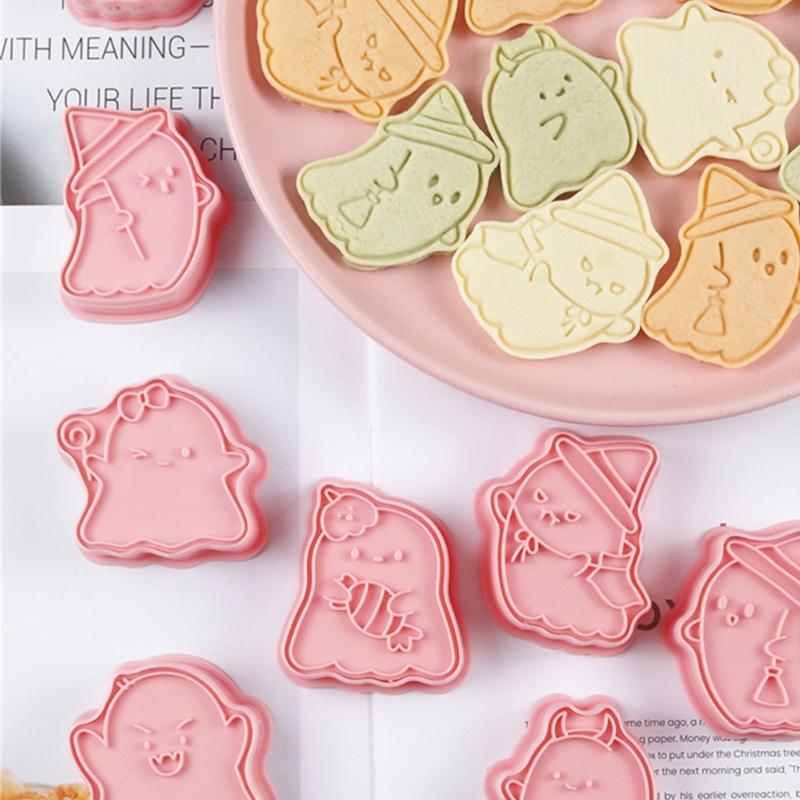 8Pieces Cookie Molds Halloween Biscuit Cutter Ghostly Shape Cookie Molds Baking Tool Suitable for Familys Gatherings