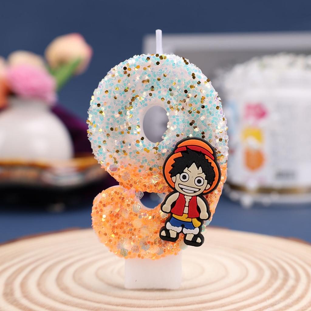 One Piece Digital Candle 0-9 - Double Color Cartoon Beads Birthday Party Decorative Cake Candle Accessories Gift