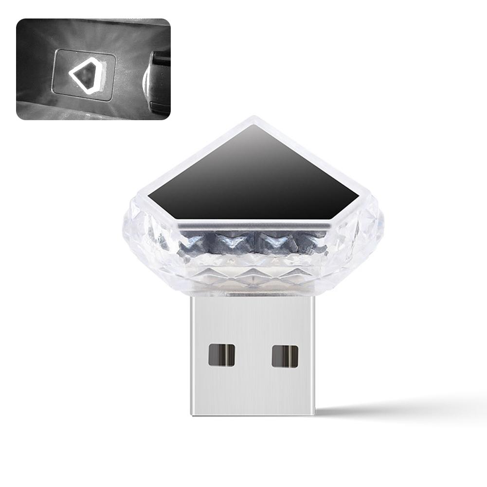 Car Interior USB Ambient Atmosphere Light LED Decorative Signal Lights Auto Reading Lamp Decorations Diamond Triangle
