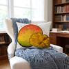 Mango Llustration Cushion Cover Anti-Dust Mite Short Plush Pillowcase - Invisible Zipper Silky Soft Sofa Cushion Cover