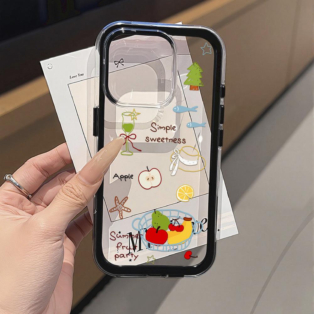 2 IN 1 Pink Flower Clear Phone Case For iPhone 16 Pro Case For iPhone 11 12 13 14 15 17 Pro Max 17 Air Soft Shockproof Cover