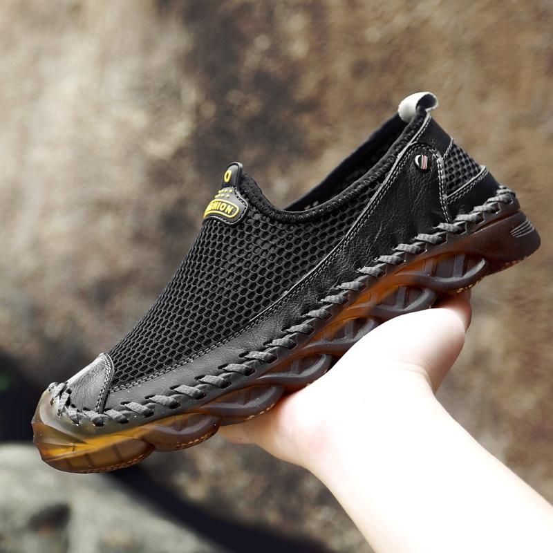 Neu Große Herren-Rindsleder-Mesh-Rindsehnensohle Casual Bag Head Ultraleichte Mesh-Sandalen_voghion.com