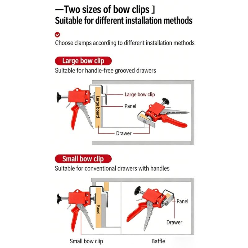 Heavy Type Clamps Ensuring Firmly Grip On Drawer Panels Preventing Slippage For Long Lasting Stability