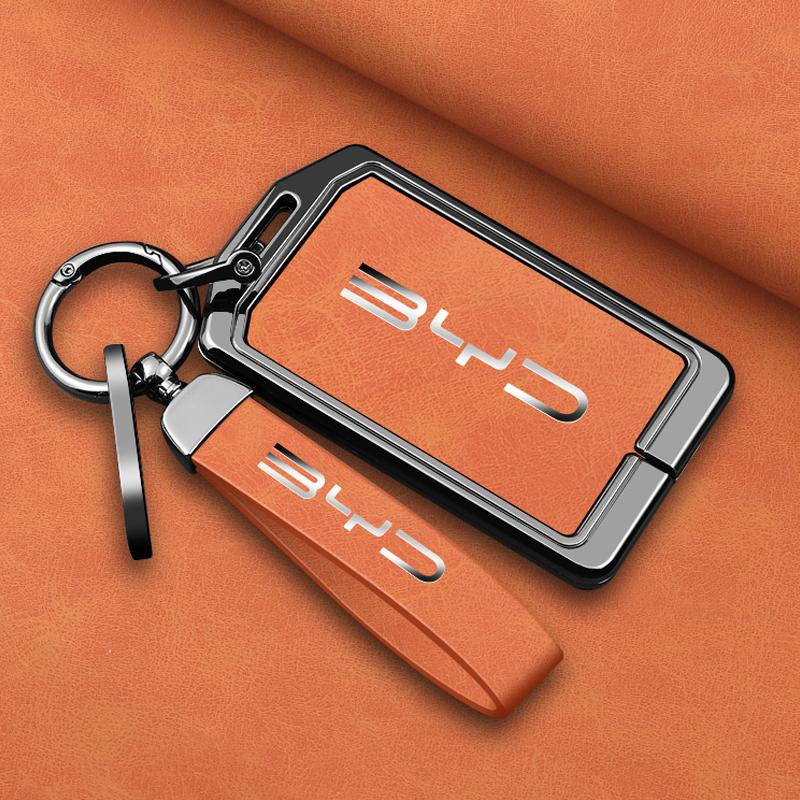 Zinklegierung Leder Auto NFC-Karte Fernschlüssel Abdeckung Schlüsselanhänger Hülle für Byd Tang Dm Han Ev Song Pro Qin Plus Dmi Schlüsselanhänger Zubehör