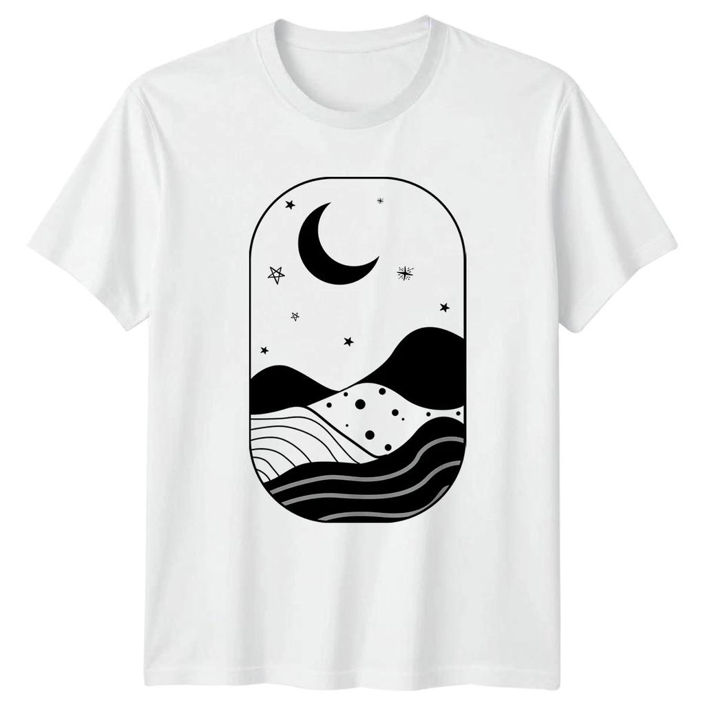 Moon Stars Abstract Landscape T-Shirt Abstract Nature Celestial Gift