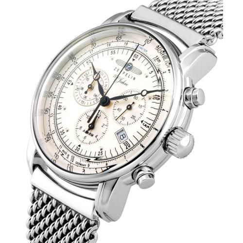 Zeppelin Special Edition 100 Years Watch, 100th Anniversary, Silver Dial, Stainless Steel, Quartz, 43mm, German, Men's, 7680-M1