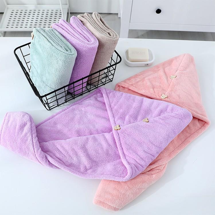 Ultra-Soft Coral Fleece Double Layer Hair Drying Cap for Women - Thick, No-Shed Bath Wrap