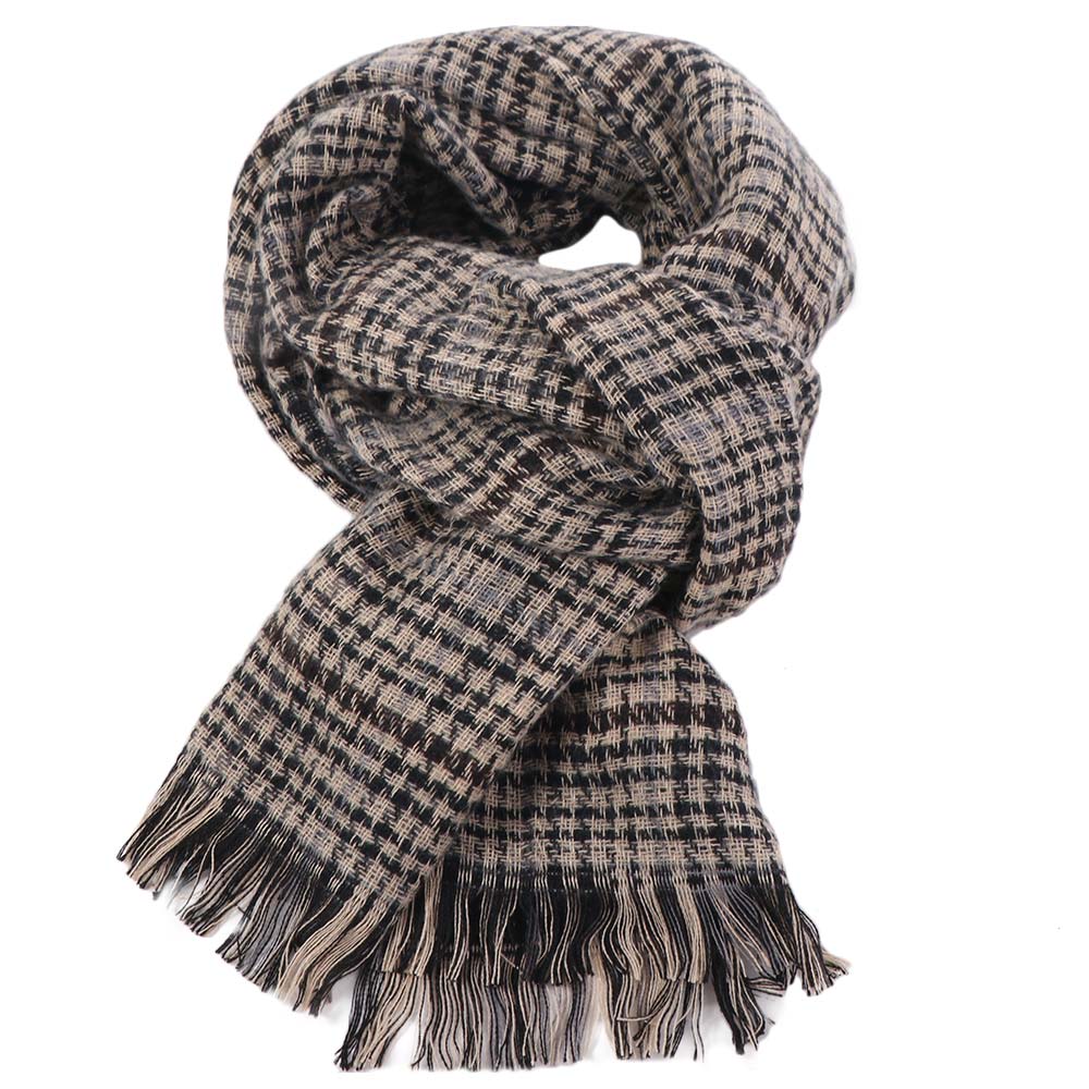 Long Men Thick Shawl Warm Double-sided Scarf Large Plaid Knitted Scarf Autumn