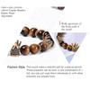 Natural Tiger Eye Stone Crown Bracelet, Natural Stone Copper Micro Inlaid with Zircon, Hexagonal Elastic Bracelet