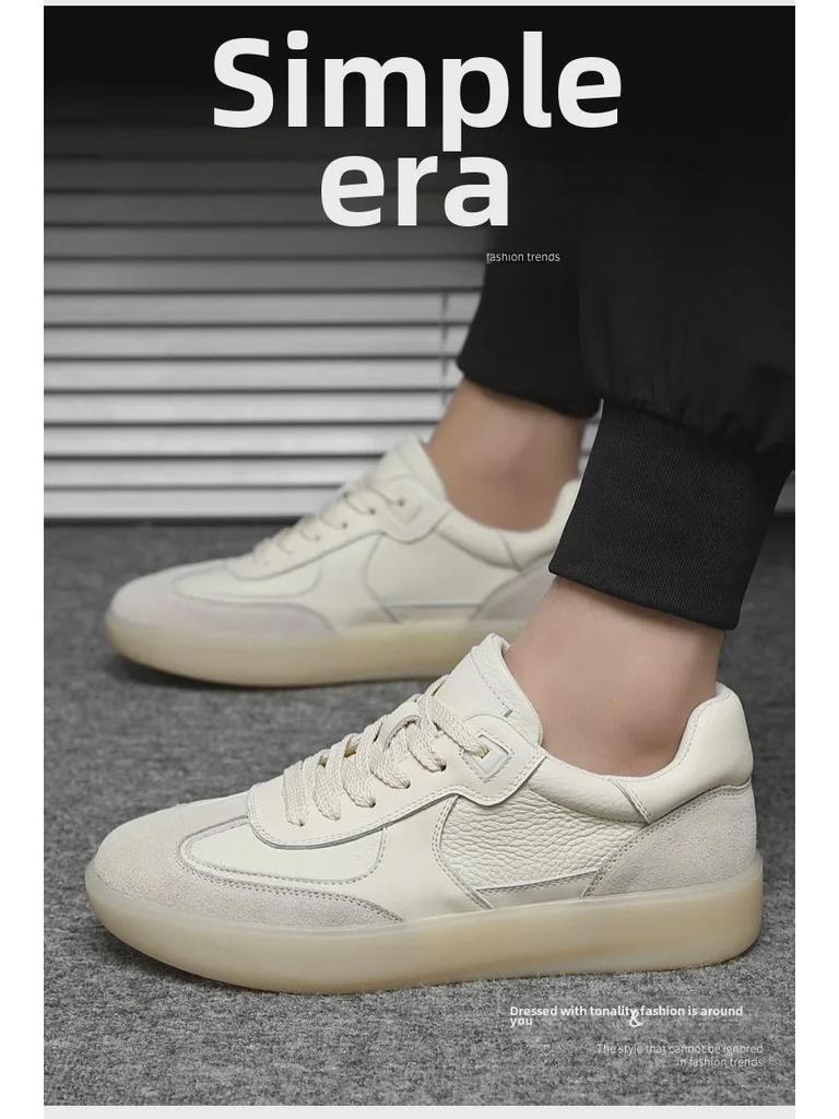 2025 Men's Retro White Leather Casual Trainers - Lightweight, Breathable, Soft Sole