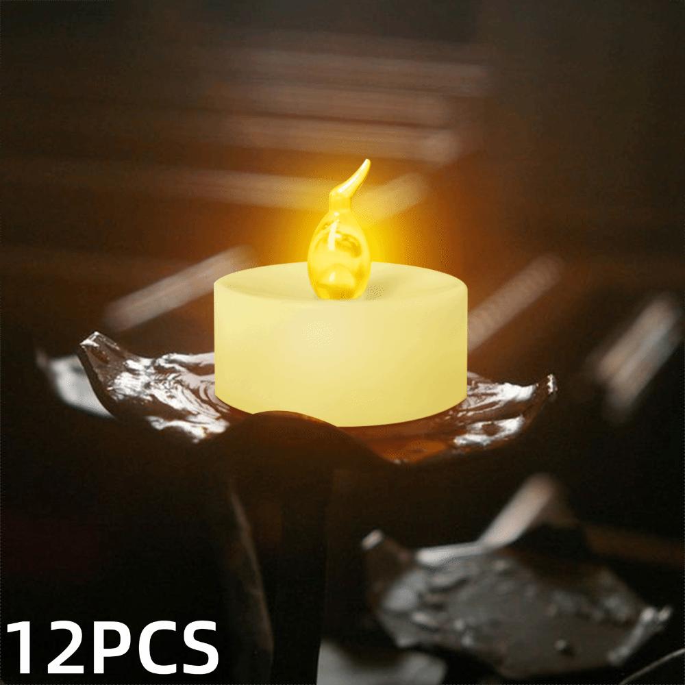 12Pcs Plastic Flameless Candles Ivory Battery Operated Candles LED Tea Lights Candles Wedding Decor