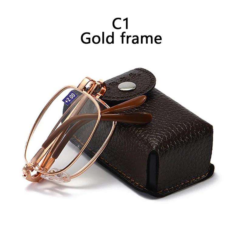 Portable Metal Foldable Reading Glasses Ultralight Men Business Presbyopia Glasses Eyewear With Random Case +0.5To+4.0