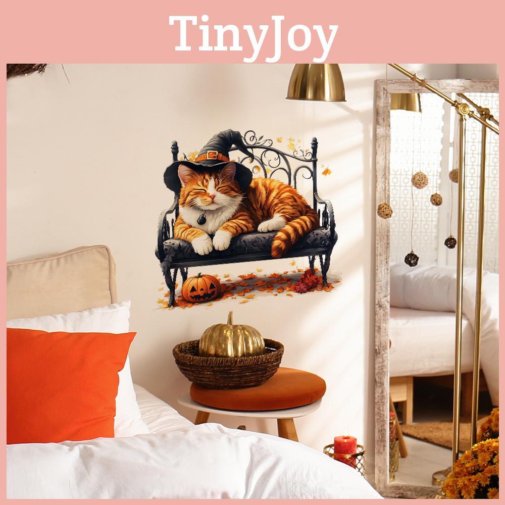 Witch Hat Halloween Cat Wall Sticker Pvc Decor For Living Room And Decor Home