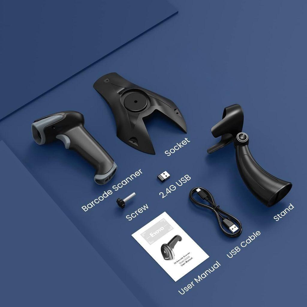 3 In 1 2.4G Bluetooth Wireless USB Wired 1D 2D QR Bar Code Reader Shockproof CCD Barcode Scanner With Stand