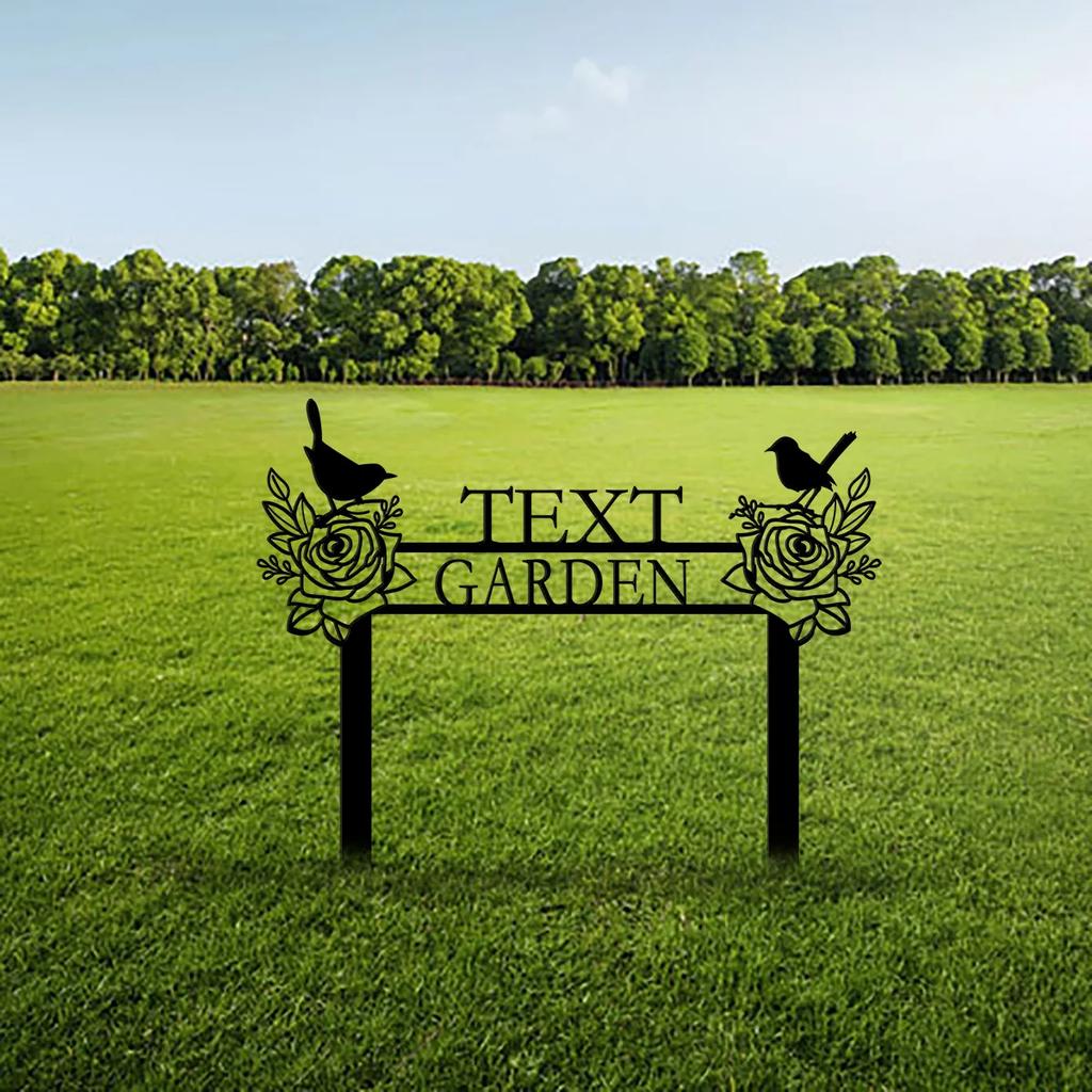 Garden Metal Signs Yard Art Custom Name Metal Stakes Outdoor Decor Garden Gift