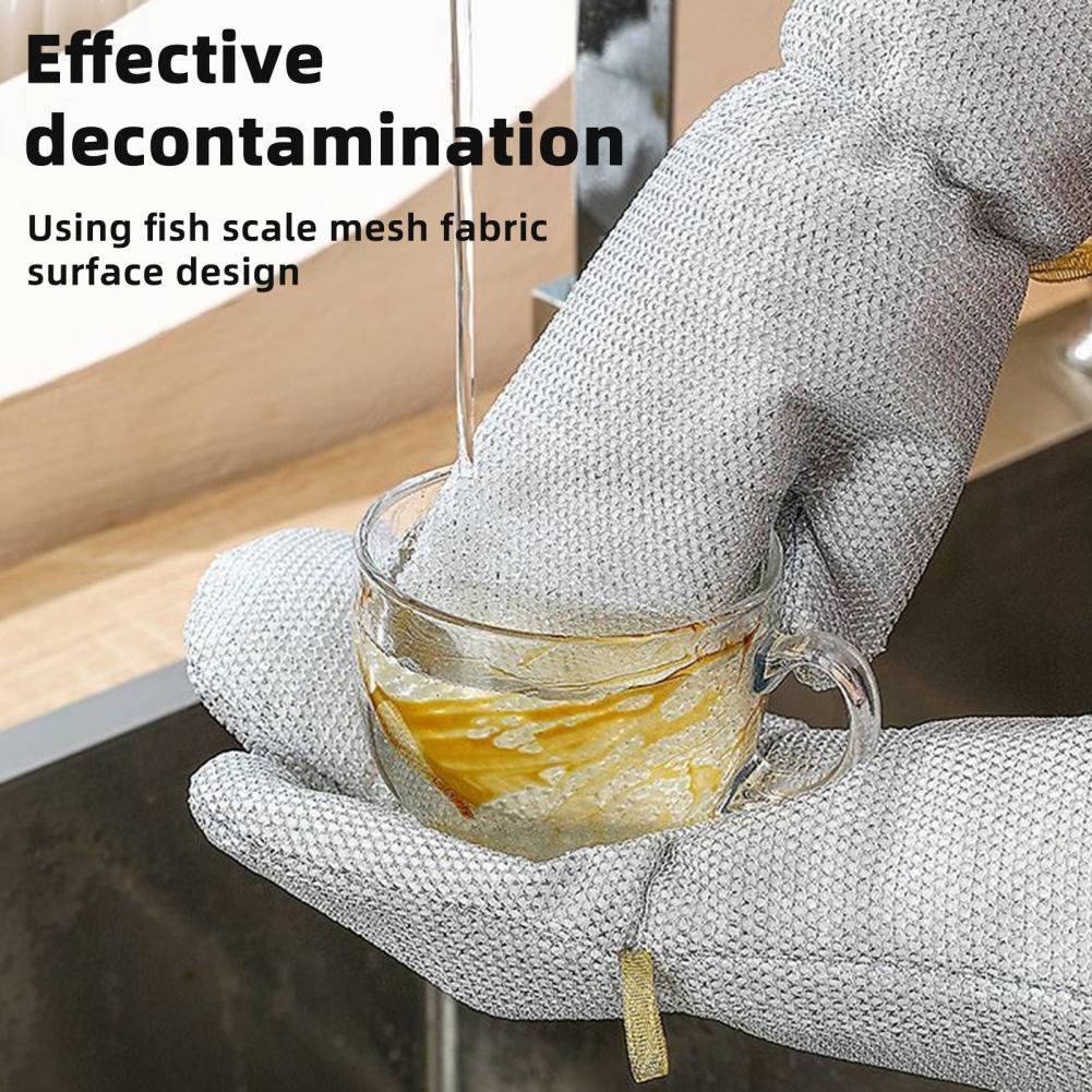 Grid Weaving Technology Gloves Reusable Wire Dishwashing Gloves for Kitchen Fish Scale Mesh Fabric Pot-friendly Multifunctional