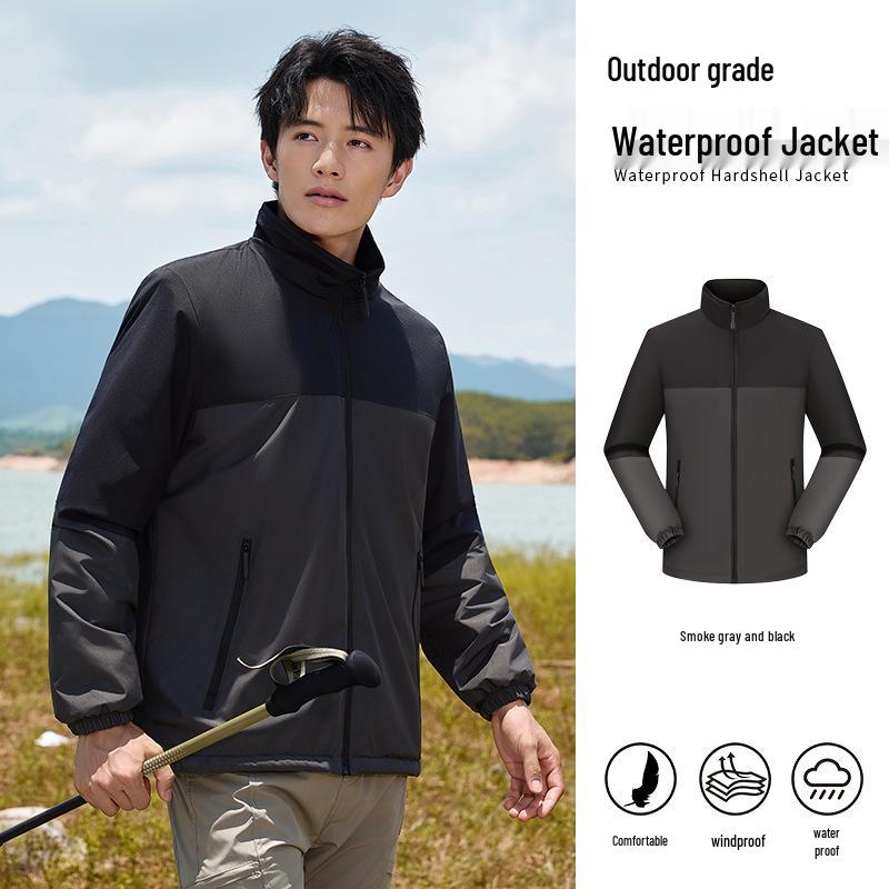 Men's Fleece-Lined Windbreaker: Custom Logo, Warm Work Jacket for Autumn/Winter