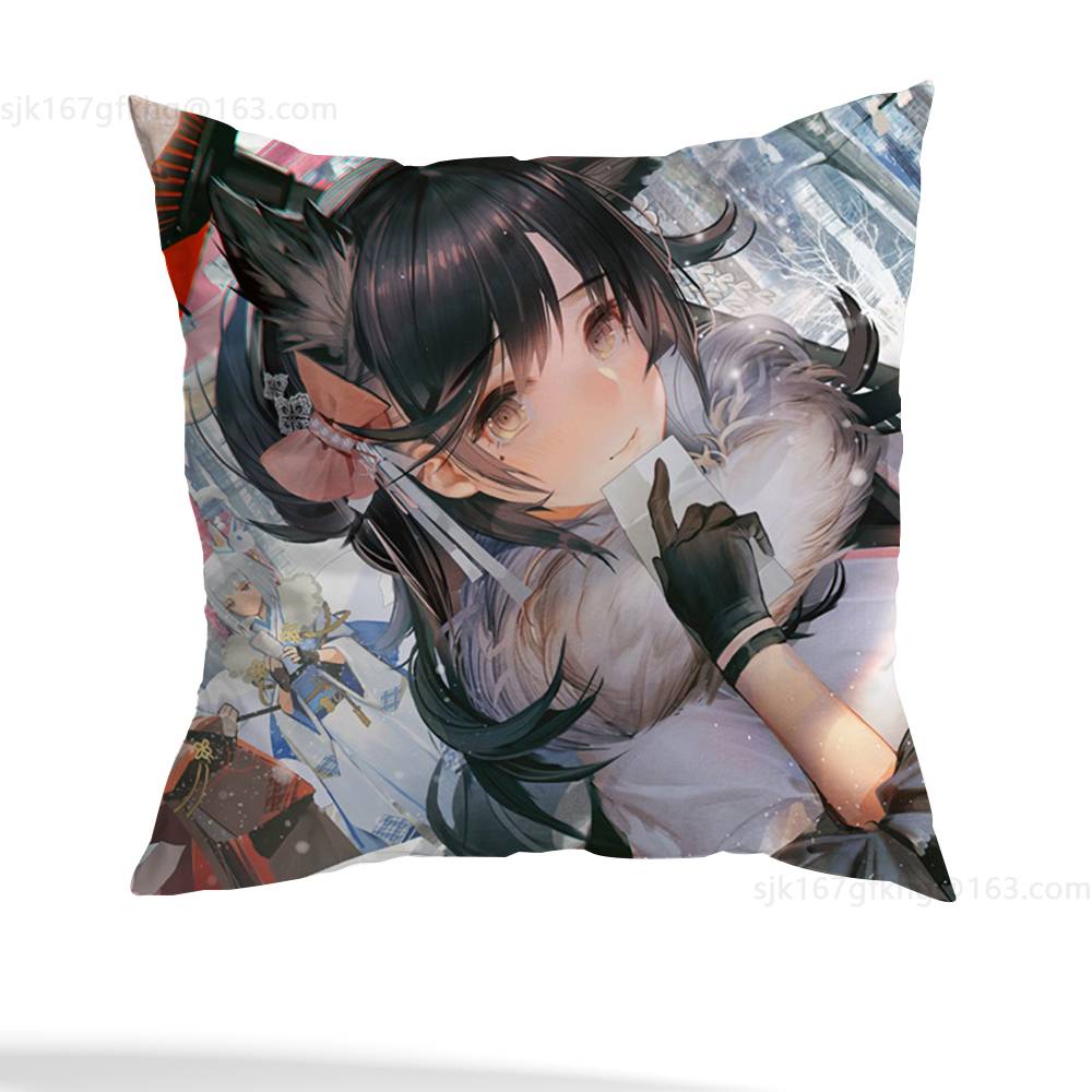 

A-Atago Azur Lane Pillow Case Square Double-Sided Printing Short Plush Sofa Cushion Cover Bedroom Bedside Pillow 12x12Inch