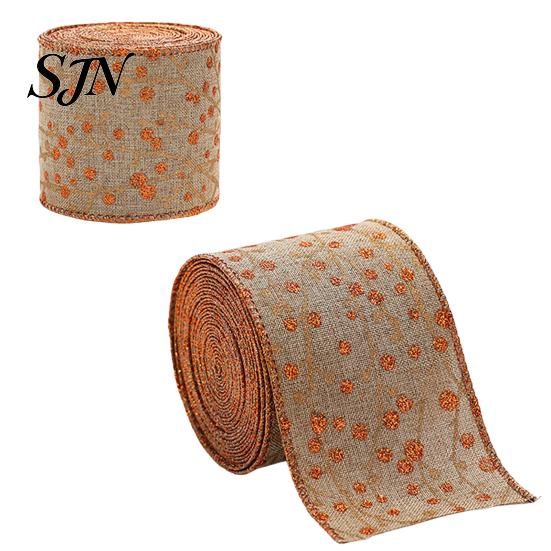 Imitation Linen Ribbon for Decor Christmas Red Berry Ribbon, 2.2 Yards 2.5 Inch Wide Wired Edge Bows Gift Box Packaging DIY Wreath Holiday Tree