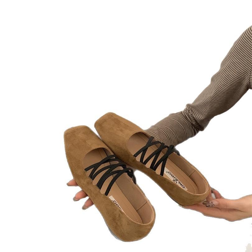 2025 Temperament Versatile Solid Color Lace-up Light Mouth Single Shoes Women's Autumn Fashion Retro Mori Casual Wedge Heel Mary Jane