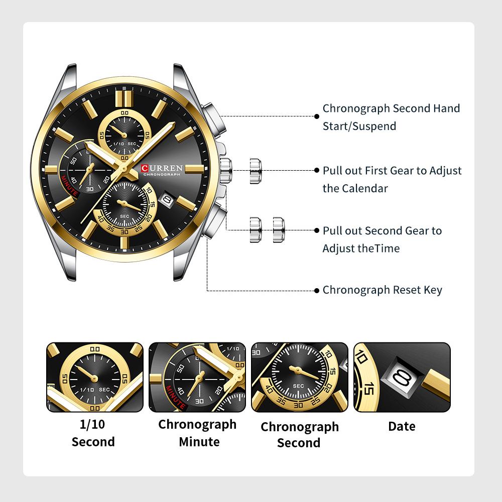 Fashion Full Stainless Steel Watches Wateproof Casual Mens Watch Analog Sport Wristwatch Date Quartz Clock Male