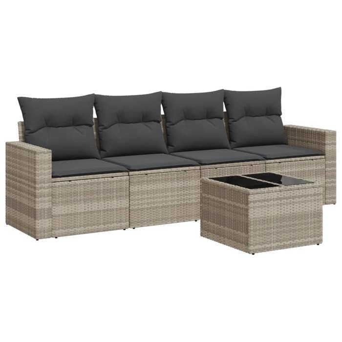 VidaXL Salon de Jardin avec Coussins 5 pcs, Canapés avec Pieds Réglables, Ensemble de Meubles d'Extérieur Patio Terrasse, 3251029