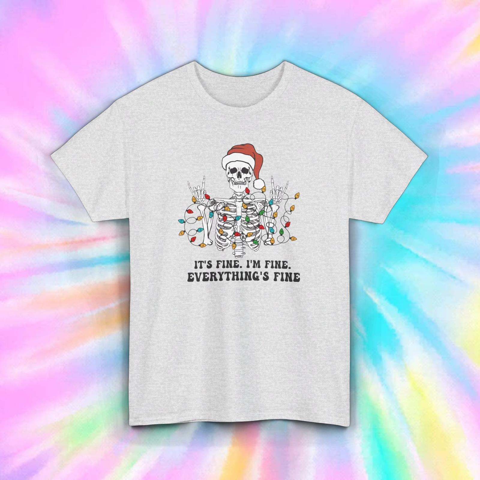 Funny Skeleton Christmas T-Shirt Mens Womens Tees Top | Holiday Humor Santa Skull Tee S-5XL 3XL